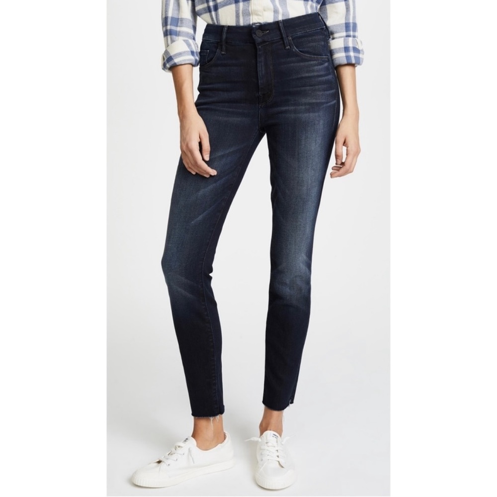 MOTHER Jeans High Waisted Looker Ankle Fray Jeans Size 27 Color Night Owl